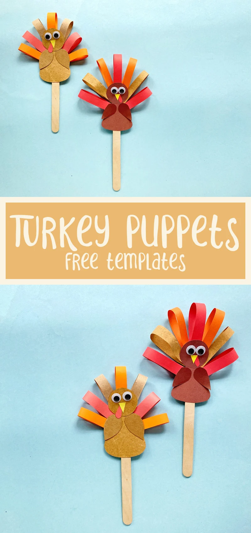 turkey puppets craft template collage
