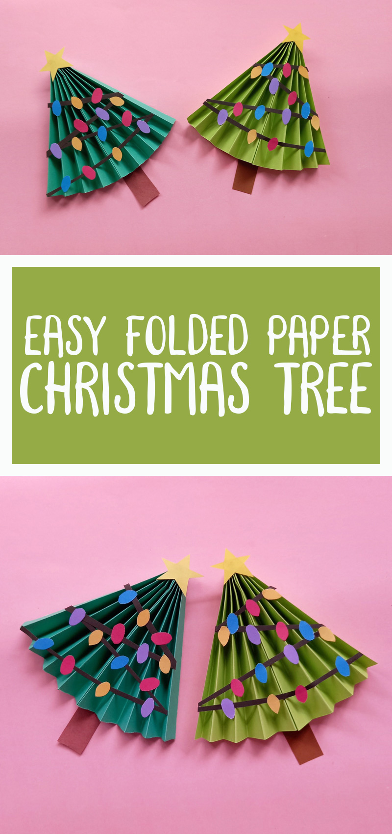 paper christmas tree craft in an accordion fold