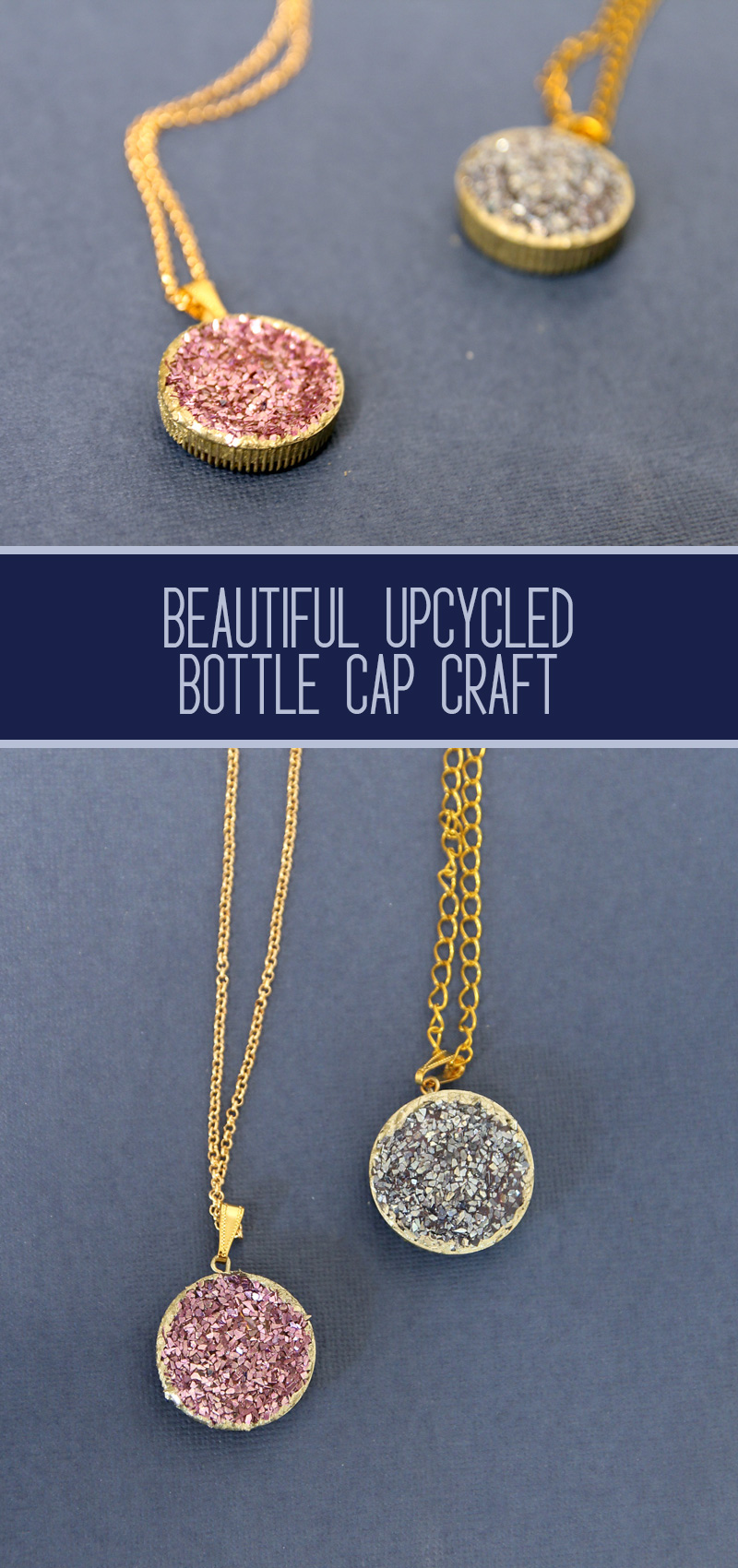 bottle cap necklace blue collage