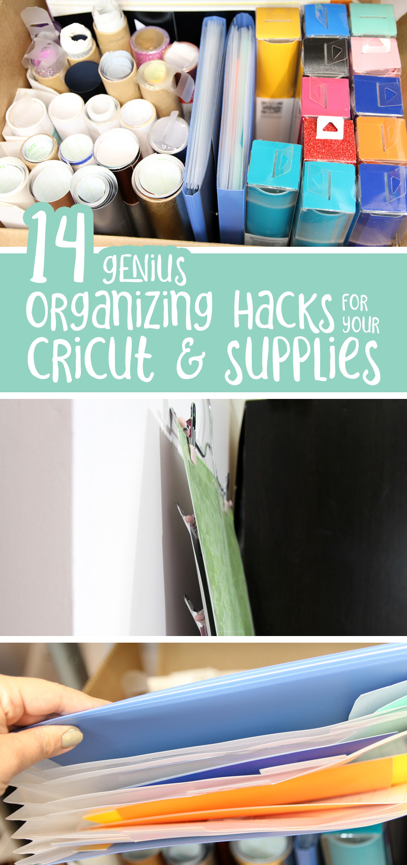 cricut storage ideas and hacks collage