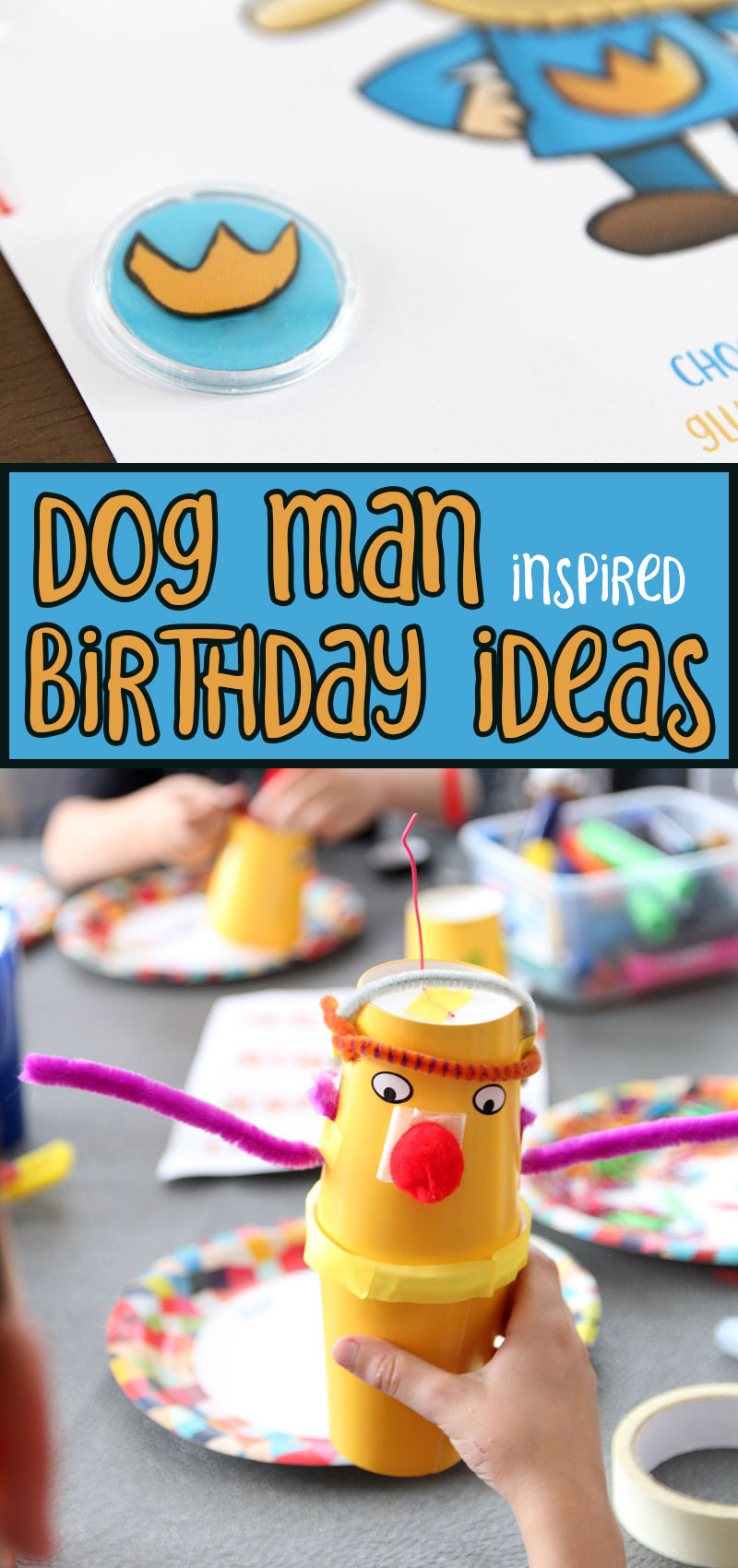 Dog Man birthday party hero collage