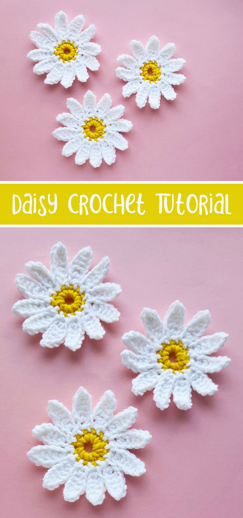 Free daisy crochet pattern cover collage