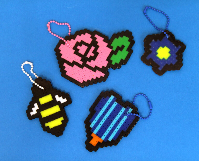 Fuse Bead Keychains – Bug and Flower Craft for Spring!