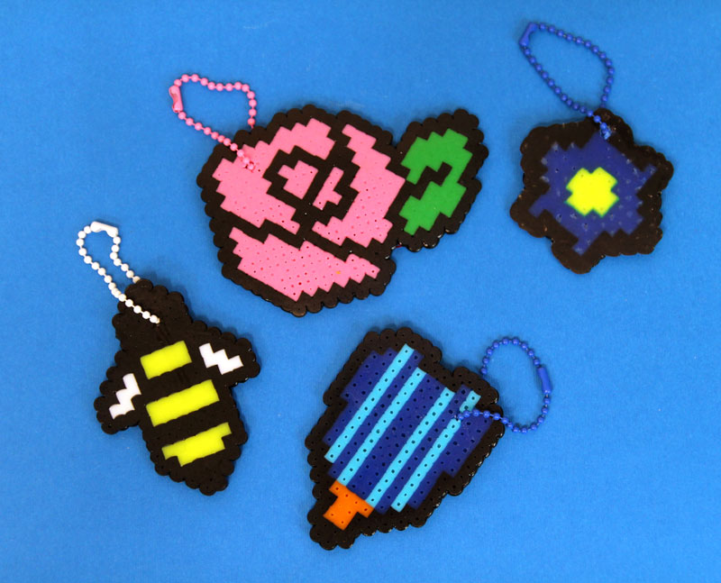 Fuse Bead Keychains - Bug and Flower Craft for Spring!