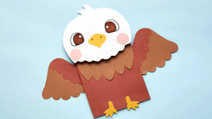 Bald Eagle Craft – Paper Bag Puppet Template