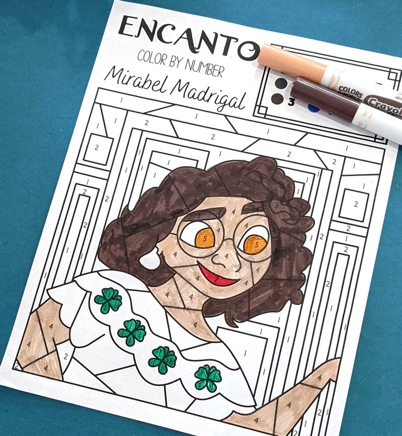 Free Encanto Coloring Sheets - Color by Number * Moms and Crafters