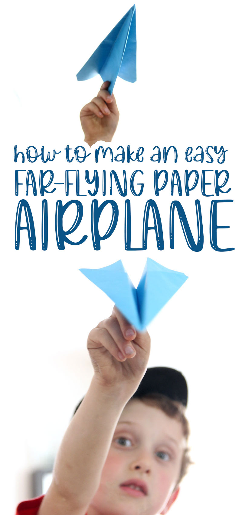 How to make a fast paper airplane hero image with a boy holding the plane up