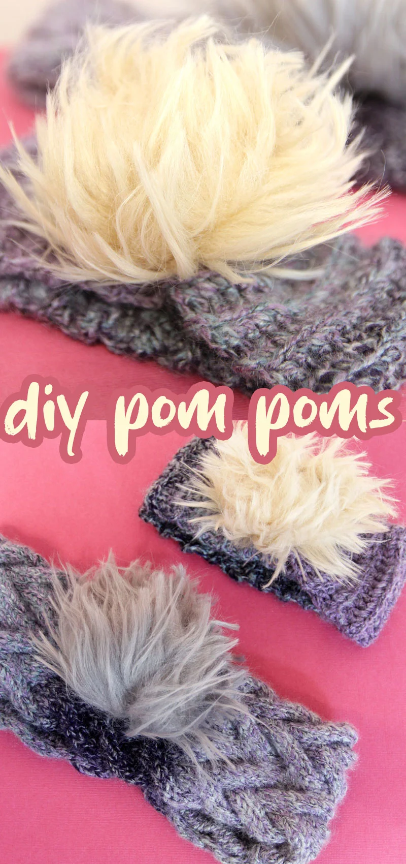 How to make faux fur pom poms hero image staged on accessories