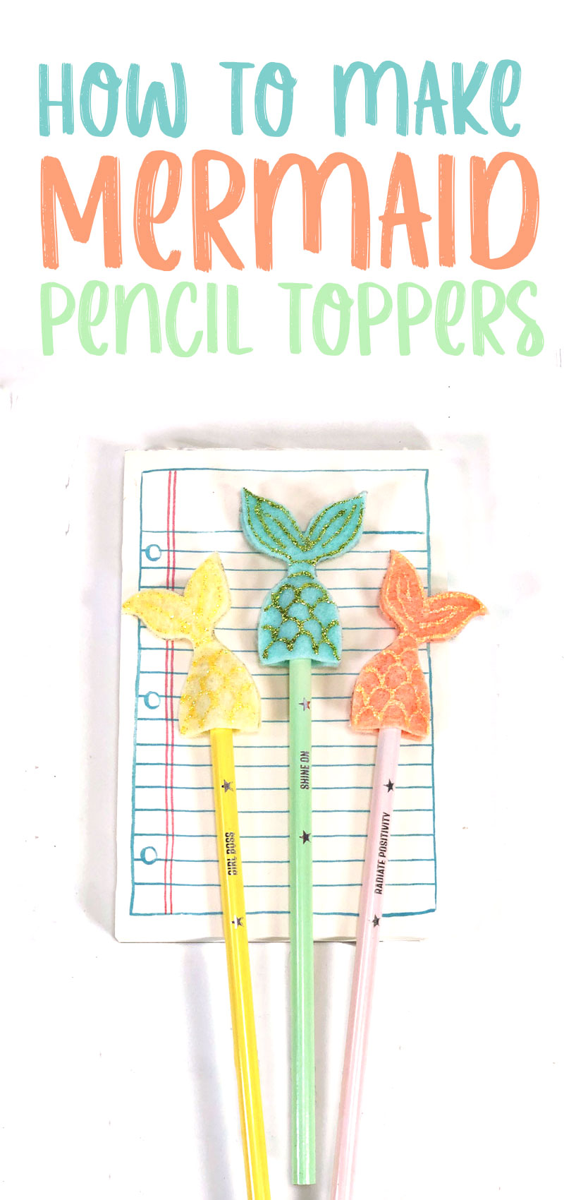 mermaid pencil toppper with text
