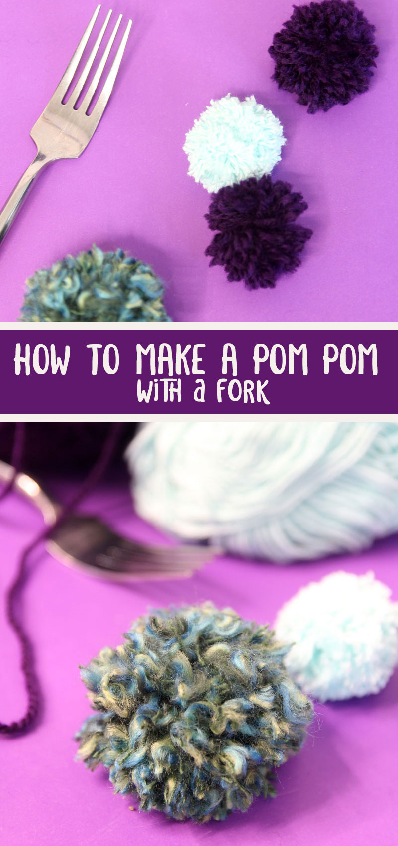 How to make a pom pom with a fork hero collage