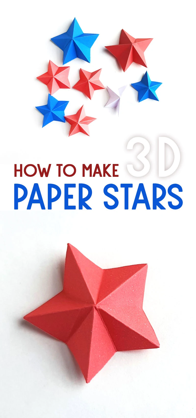 how to make paper 3D stars - hero collage with text and white background