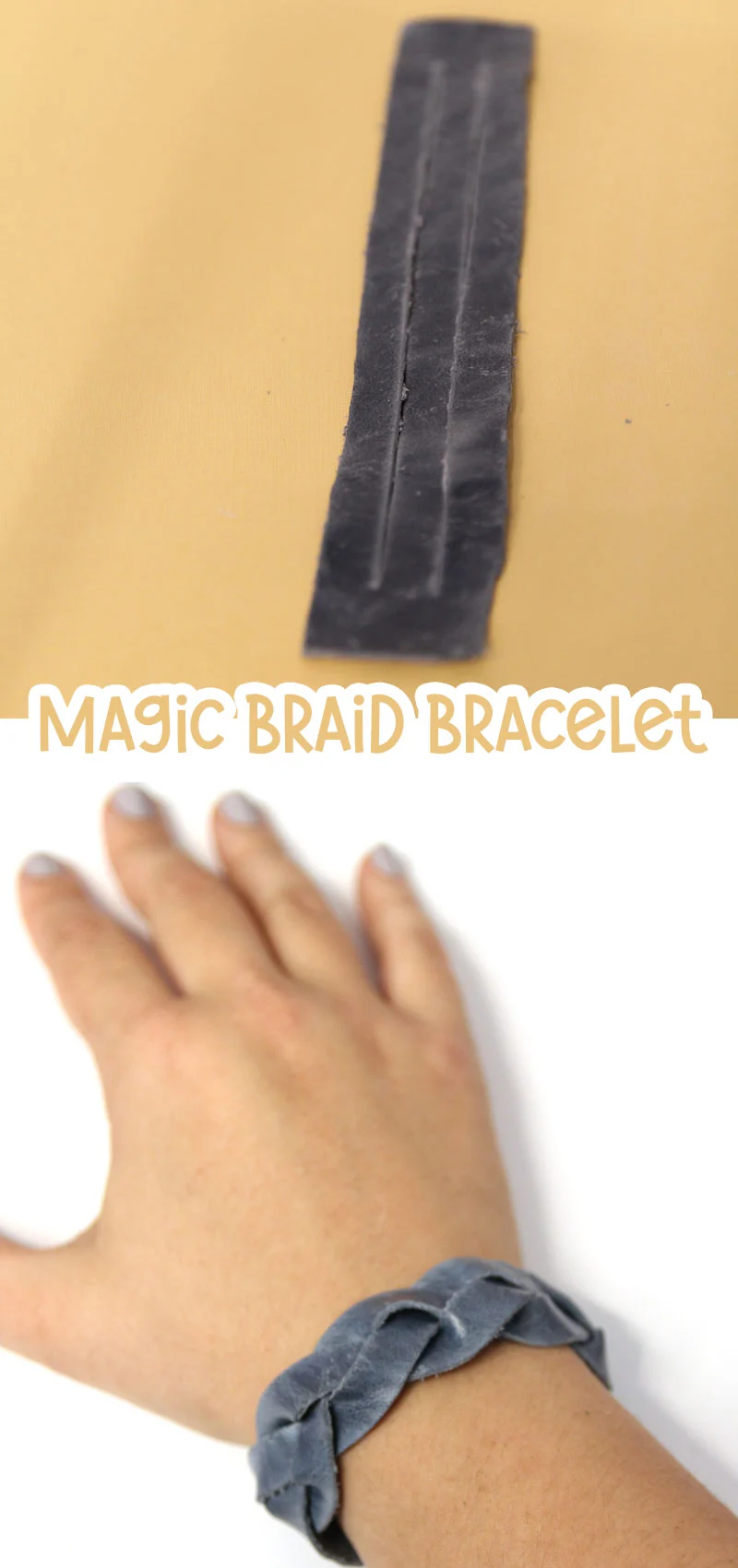 before and after of the magic leather braid