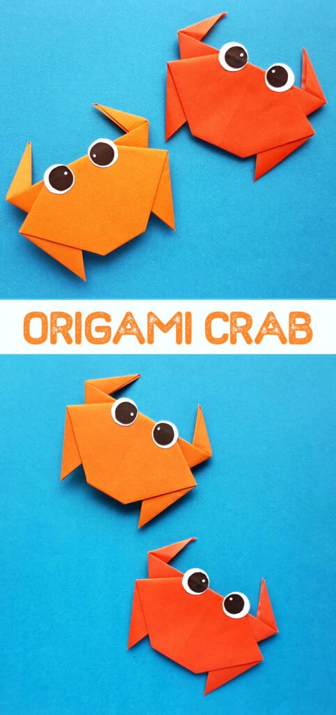 Crab origami scheme tutorial moving model. Origami for kids. Step