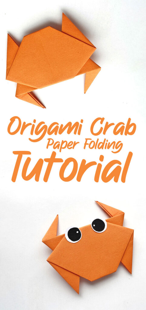 Crab origami scheme tutorial moving model. Origami for kids. Step