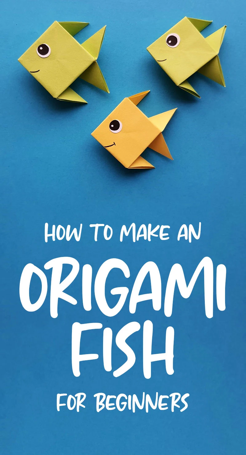 Origami fish - easy tutorial for beginners - single image with text