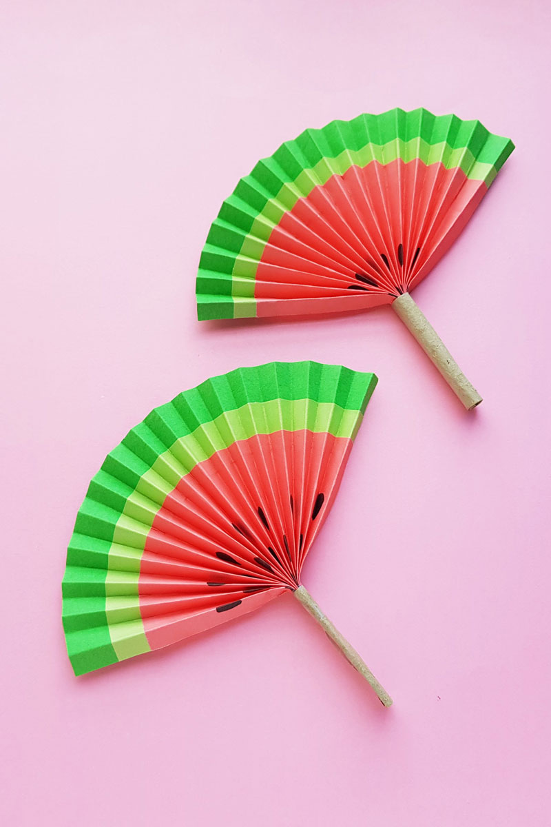 Watermelon Fan Paper Craft * Moms and Crafters