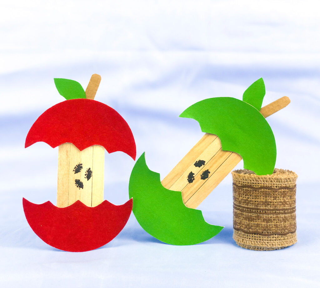 Apple Core Craft from Popsicle Sticks * Moms and Crafters