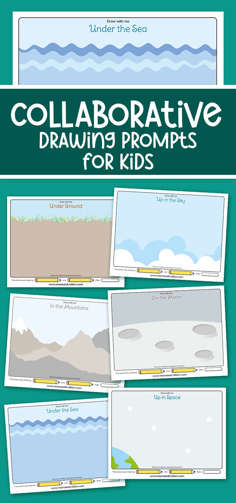 collaborative kids drawing activity hero mockup with text