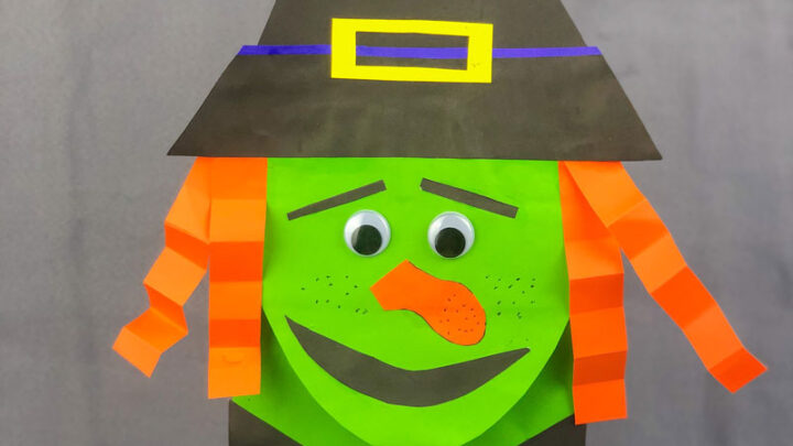 Witch Paper Bag Puppet + Free Template