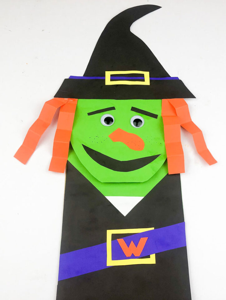 Witch Paper Bag Puppet + Free Template