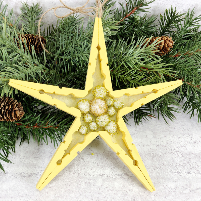 Sparkling Clothespin and Miniature Ornaments Gift Toppers