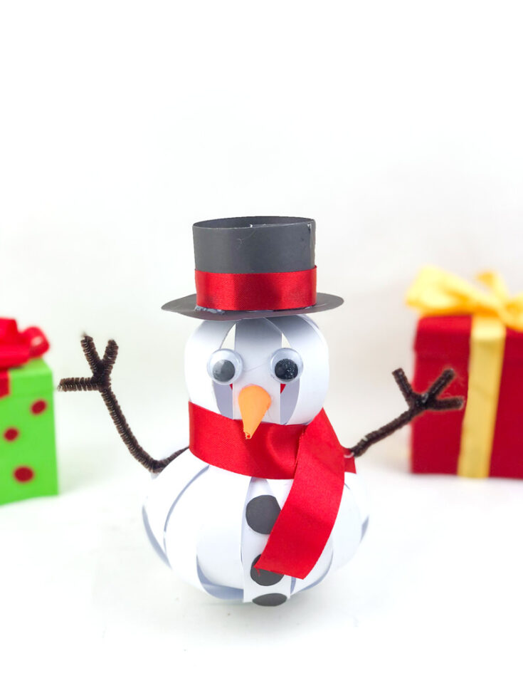 3D Paper Snowman Craft For Kids [Free Template] - Non-Toy Gifts