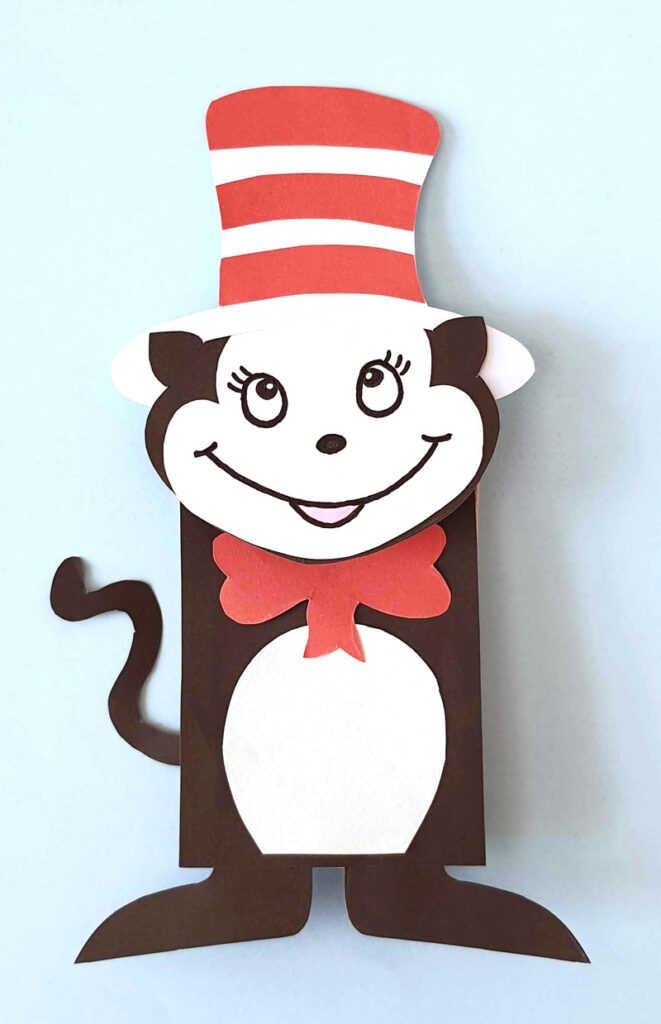 Paper Bag Cat in the Hat Puppet * Moms and Crafters