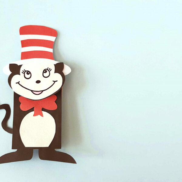 Paper Bag Cat in the Hat Puppet