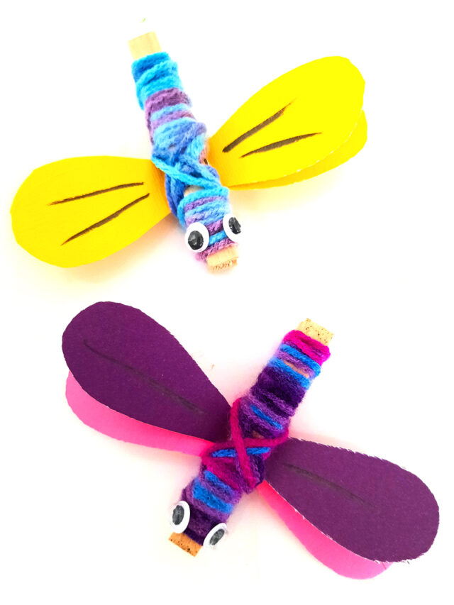 Yarn Wrapped Clothespin Dragonfly * Moms and Crafters