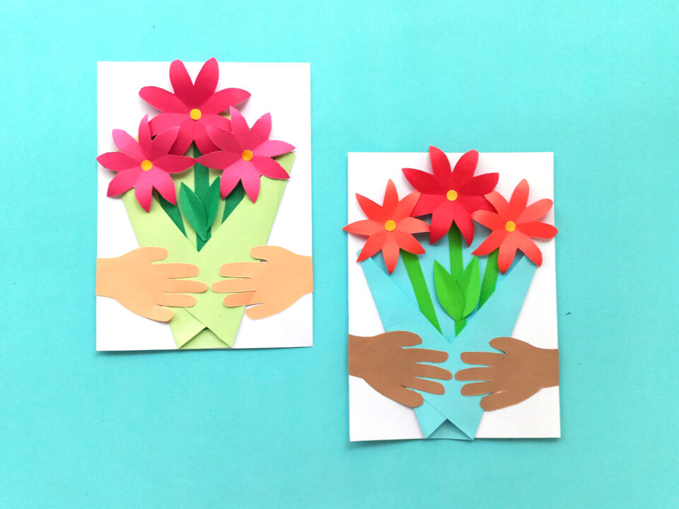 Paper Flower Card Free Template * Moms and Crafters