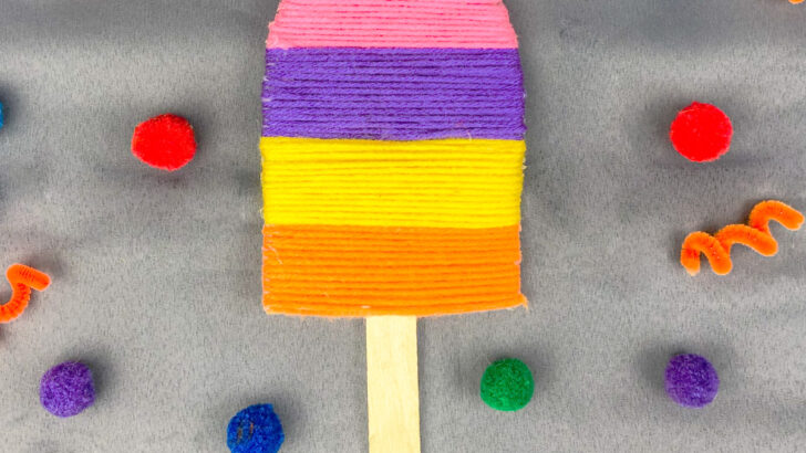 Popsicle Craft – Yarn Wrapping!