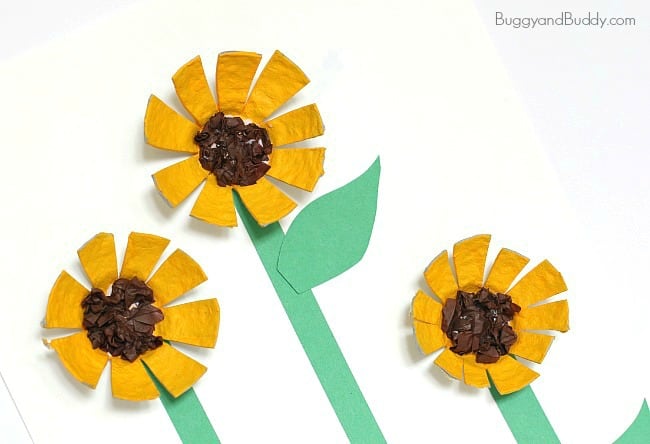 Easy Tissue Paper Sunflower Craft - Arty Crafty Kids