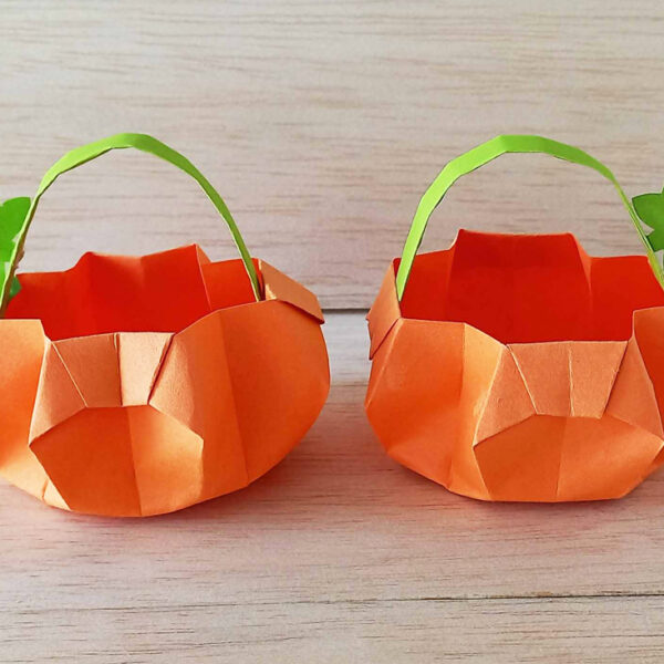 Easy 3D Origami Pumpkin Basket