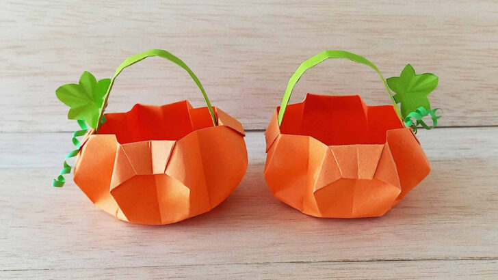Easy 3D Origami Pumpkin Basket