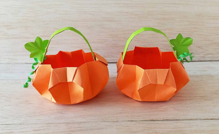 Easy 3D Origami Pumpkin Basket